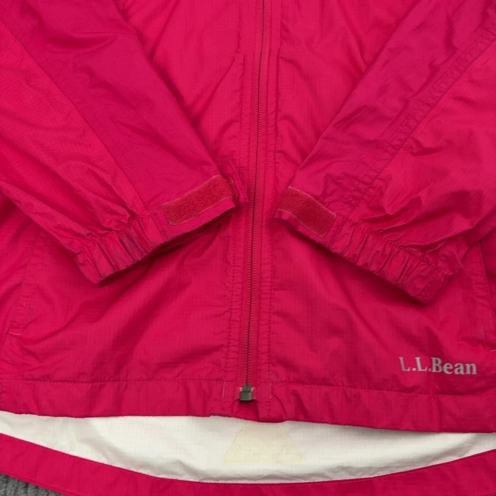 LL Bean Windbreaker Girls L Pink Nylon Hooded Reflective Gorpcore Outdoor